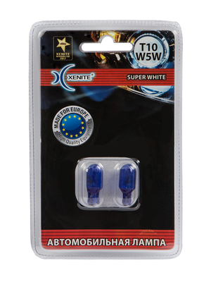 Лампа накаливания Xenite T10 (W5W) Super white 12V (блистер 2шт)
