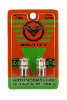 Светодиодная лампа WAYTON B507 12V (BA9S/T4W) блистер 2шт