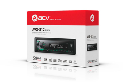 Автомагнитола ACV  AVS-812R 1din/красн/USB/AUX/SD/FM/4*50