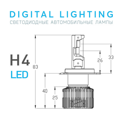 Светодиодная лампа головного света MTF DIGITAL LIGHTING Н4/Н19 3000-7000K (SM04K5)