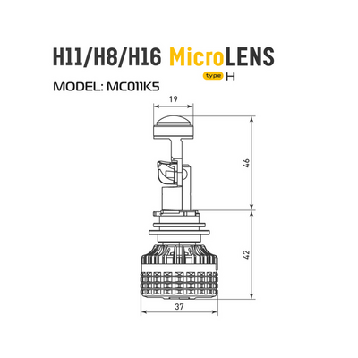 Светодиодная лампа головного света MTF MicroLENS H11/H8/H16 12/24V, 55W, 6000K, 4000LM (MC011K5) (пара)
