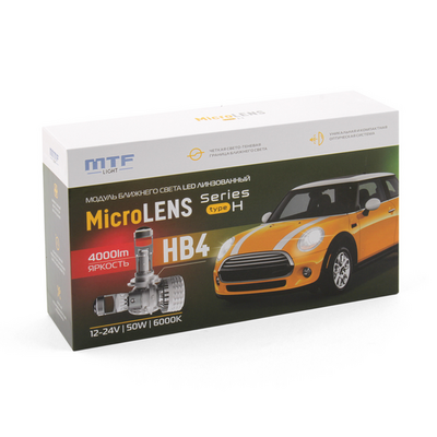 Светодиодная лампа головного света MTF MicroLENS HB4(9006) 12/24V, 55W, 6000K, 4000LM (MCB4K5)
