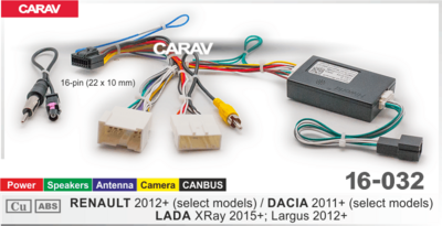 Комплект проводов для Android CARAV 16-032 для RENAULT 2012+ / DACIA 2011+ / LADA XRAY 2015+ / LARGUS 2012+