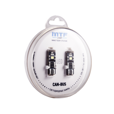 Светодиодная лампа MTF Light серия CAN-BUS, W5W/T10, 12В, 3Вт, 89Om, 5000К(белый свет), 70 лм, 2шт.