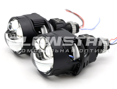 Светодиодная BI-LED линза AOZOOM A29 2025 2.5 дюйма, 4 чипа, 5500K, 12V, 37W/64W, съемное гаечное крепление (комплект, 2шт) (A29)