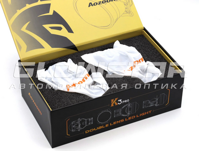 Светодиодная BI-LED линза AOZOOM Билед модули Aozoom K3 Pro 2025 Dragon Knight New (новое поколение) 3.0 дюйма, 2 чипа, 5500K, 12V, 50W/60W, крепление 3R (комплект, 2шт) (K3Pro)