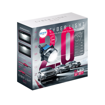 Светодиодная BI-LED линза MTF  CYBER LIGHT 2.0, 12В, 54/67Вт, 5500К, 3 дюйма, 2шт.