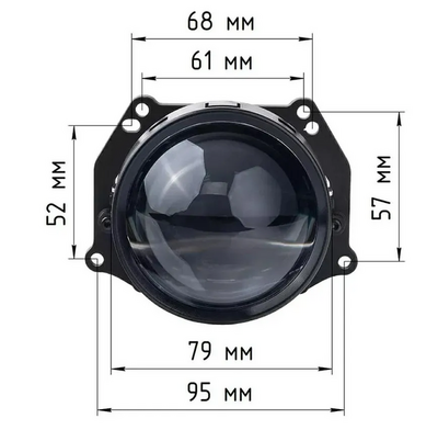 Светодиодная BI-LED линза AOZOOM A10 24 вольта, 3.0 дюйма, 2 чипа, 5500К, 24V, 58W/66W, крепление 3R