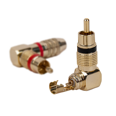 RCA разъем ACV  RCA-65UD, угловой, для кабеля сечением 6 мм, в упаковке 5 пар, длинный