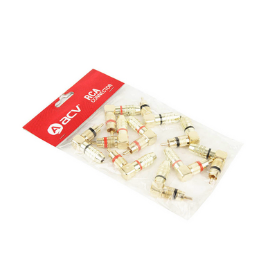 RCA разъем ACV  RCA-65UD, угловой, для кабеля сечением 6 мм, в упаковке 5 пар, длинный