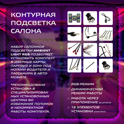 Салонная подсветка Viper Ambient Light RGB контурная 18 элементов