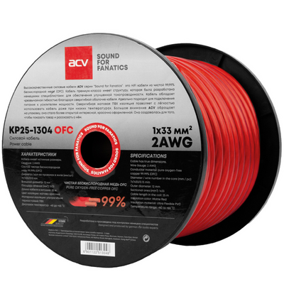 Силовой кабель ACV  KP25-1304OFC 2AWG (25m)/чистая бескислородная медь/