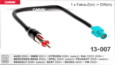 Антенный переходник CARAV 13-007 для а/м AUDI / MERCEDES /SEAT / SKODA / VW 2002+; BMW 2001+; KIA CEED 2009+; OPEL 2004+; CITROEN / PEUGEOT / RENAULT 2008+